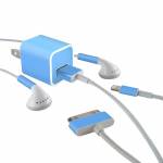 Solid State Blue iPhone Earphone, Power Adapter, Cable Skin