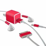 Solid State Red iPhone Earphone, Power Adapter, Cable Skin