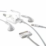 White Marble iPhone Earphone, Power Adapter, Cable Skin