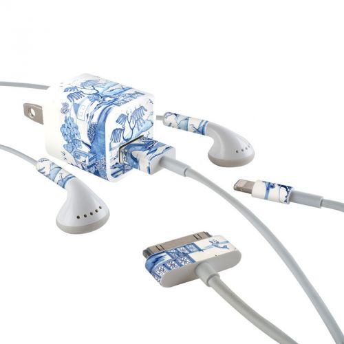 Blue Willow iPhone Earphone, Power Adapter, Cable Skin