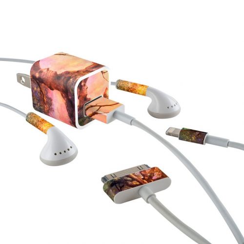 Fox Sunset iPhone Earphone, Power Adapter, Cable Skin