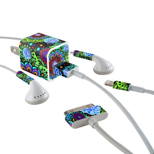 Funky Floratopia iPhone Earphone, Power Adapter, Cable Skin