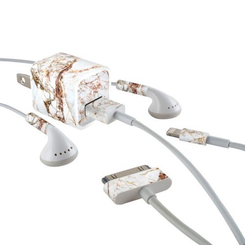 Hazel Marble iPhone Earphone, Power Adapter, Cable Skin