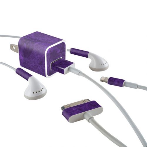 Purple Lacquer iPhone Earphone, Power Adapter, Cable Skin