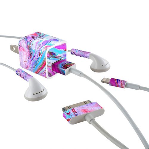 Marbled Lustre iPhone Earphone, Power Adapter, Cable Skin