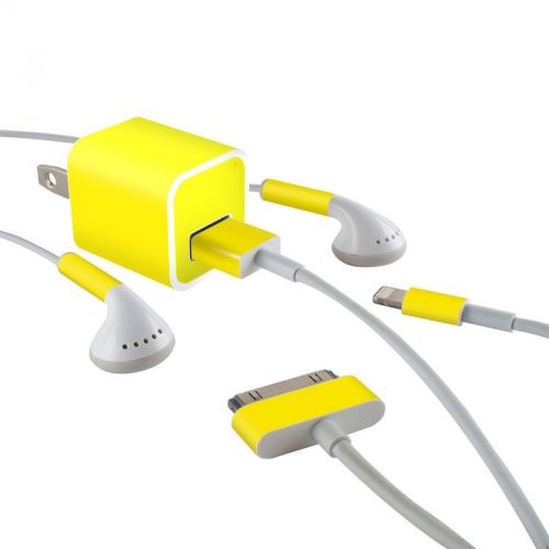 Solid State Yellow iPhone Earphone, Power Adapter, Cable Skin