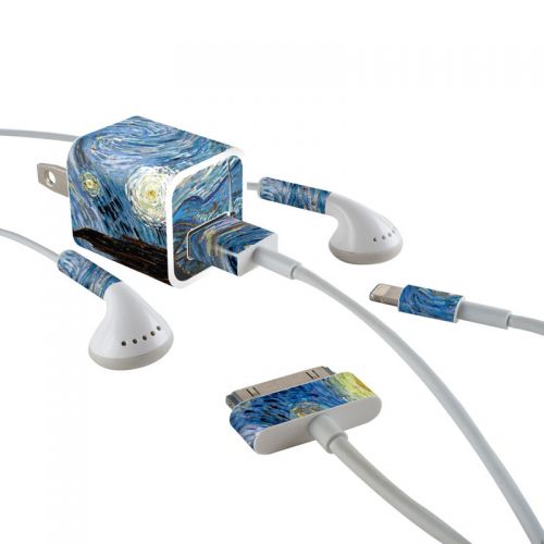Starry Night iPhone Earphone, Power Adapter, Cable Skin