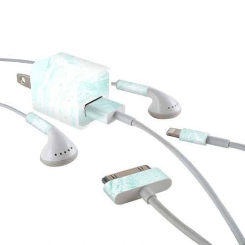 Winter Green Marble iPhone Earphone, Power Adapter, Cable Skin