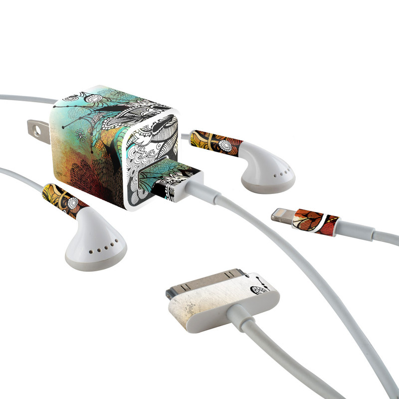 iPhone Earphone, Power Adapter, Cable Skin design of Graphic design, Illustration, Art, Design, Visual arts, Floral design, Font, Graphics, Modern art, Painting, with black, gray, red, green, blue colors