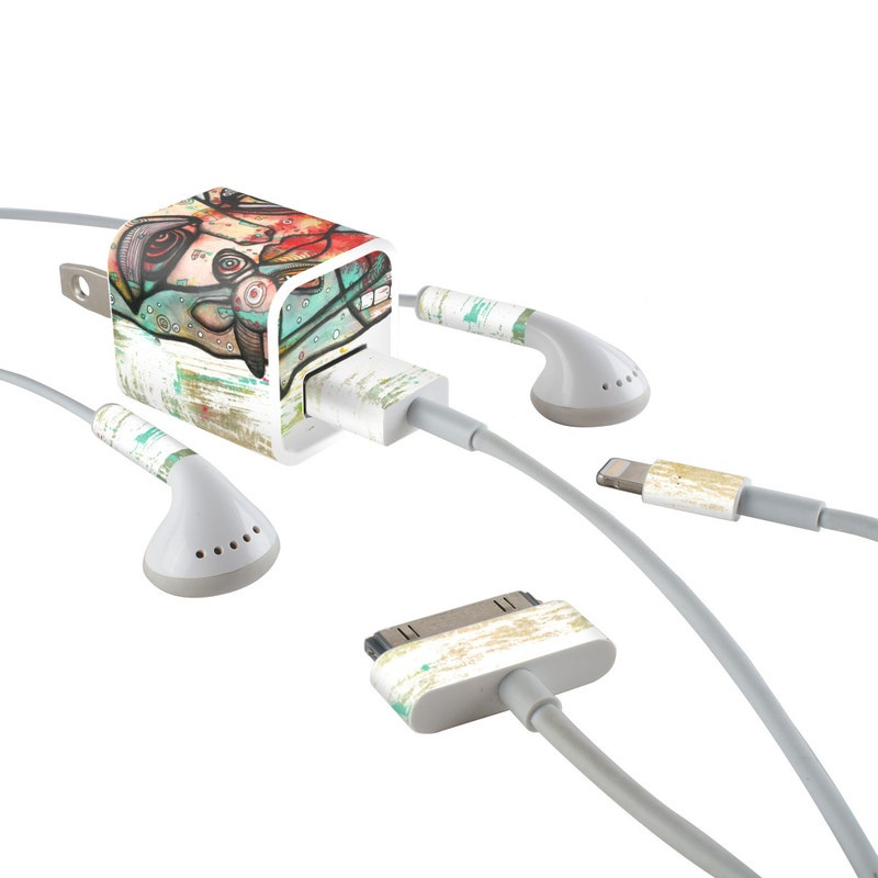 iPhone Earphone, Power Adapter, Cable Skin design of Modern art, Art, Painting, Illustration, Visual arts, Psychedelic art, Acrylic paint, Watercolor paint, Graffiti, Drawing with gray, black, red, green, blue, white colors