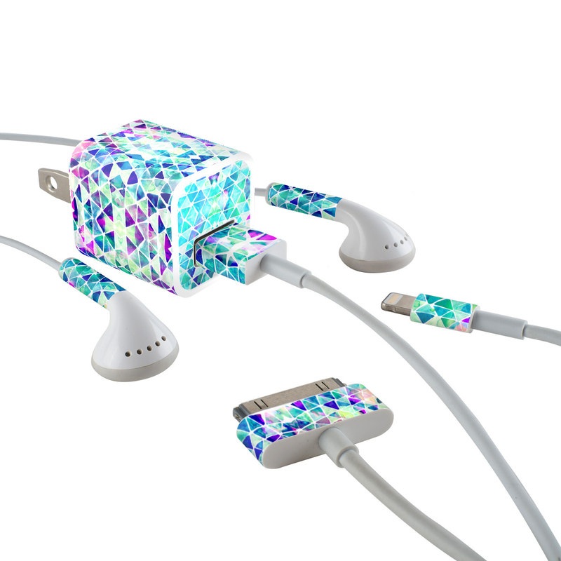 iPhone Earphone, Power Adapter, Cable Skin design of Pattern, Aqua, Line, Teal, Purple, Turquoise, Design, with white, blue, purple, orange, green colors