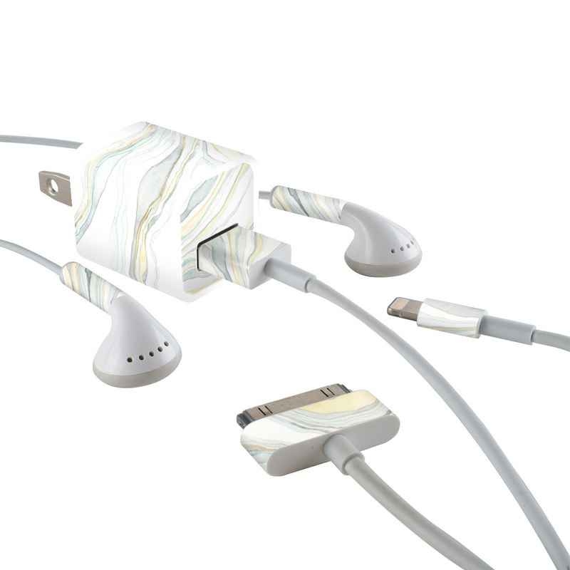 iPhone Earphone, Power Adapter, Cable Skin design of Line, Pattern, with yellow, white, blue, gray colors