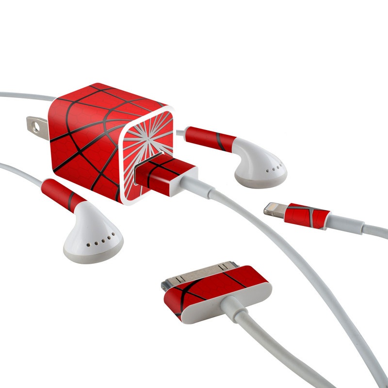 iPhone Earphone, Power Adapter, Cable Skin design of Red, Symmetry, Circle, Pattern, Line, with red, black, gray colors