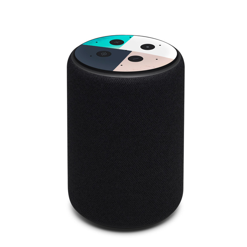 Amazon Echo 3rd Gen Skin design of Blue, Turquoise, Aqua, Line, Triangle, Design, Material property, Graphic design, Pattern, Architecture with black, white, brown, blue colors
