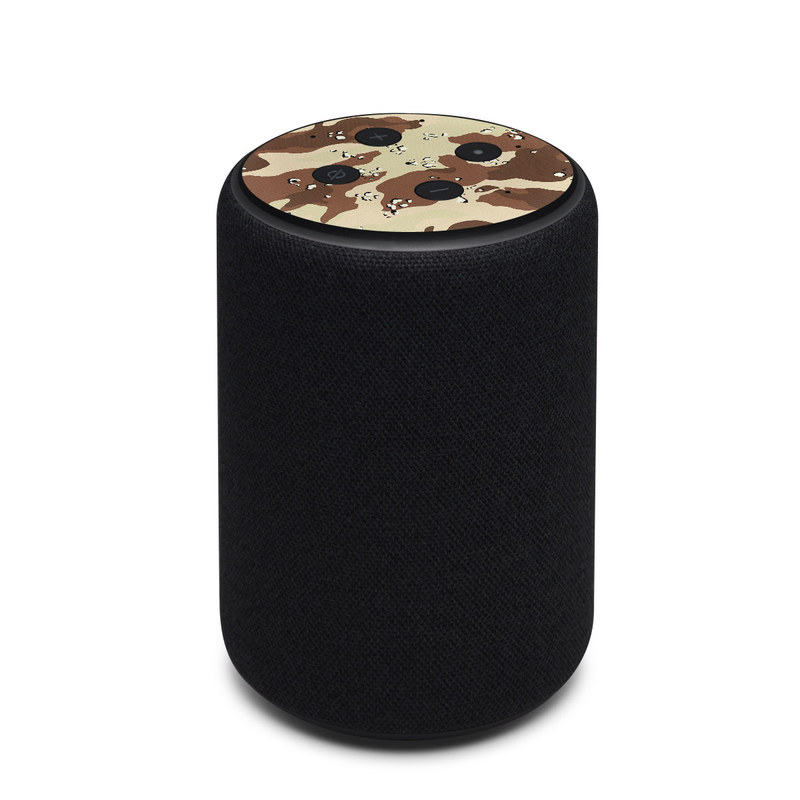 Amazon Echo 3rd Gen Skin design of Military camouflage, Brown, Pattern, Design, Camouflage, Textile, Beige, Illustration, Uniform, Metal with gray, red, black, green colors