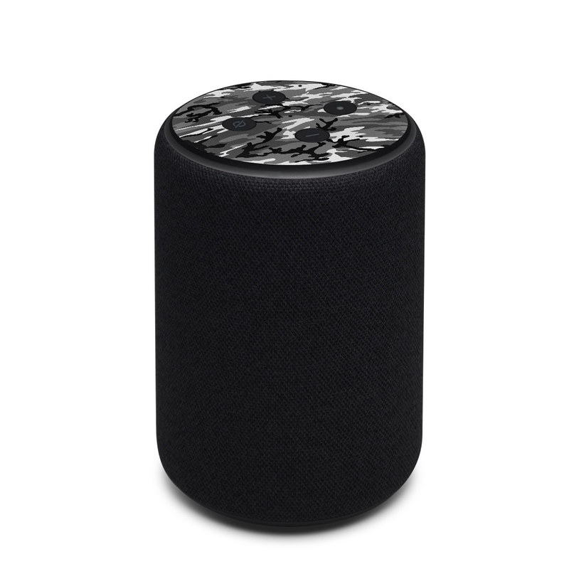 Amazon Echo 3rd Gen Skin design of Military camouflage, Pattern, Clothing, Camouflage, Uniform, Design, Textile with black, gray colors