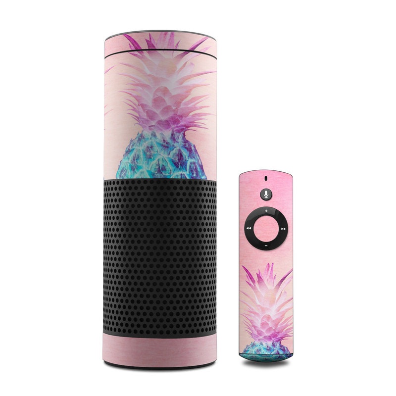 Amazon Echo 1st Gen Skin design of Pineapple, Ananas, Pink, Fruit, Plant, Bromeliaceae, Pattern, Poales, with pink, blue, orange colors