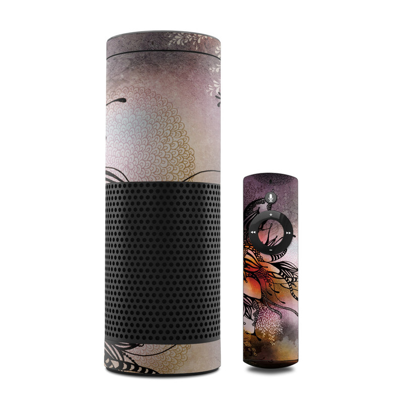 Amazon Echo 1st Gen Skin design of Illustration, Graphic design, Cg artwork, Art, Fictional character, Graphics, Visual arts, Darkness, with black, gray, red, green, purple colors