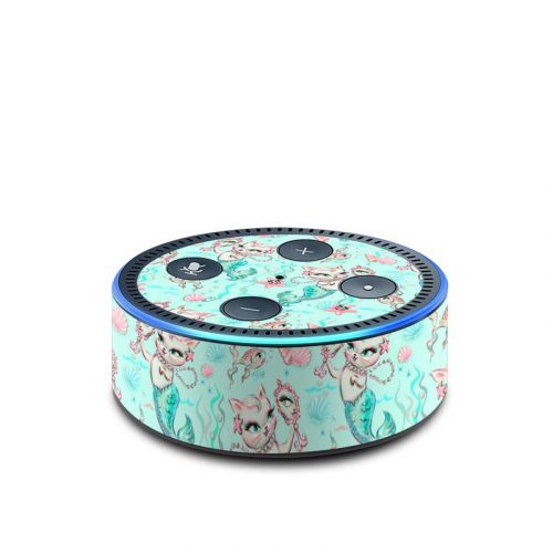 Merkittens with Pearls Aqua Amazon Echo Dot 2nd Gen Skin