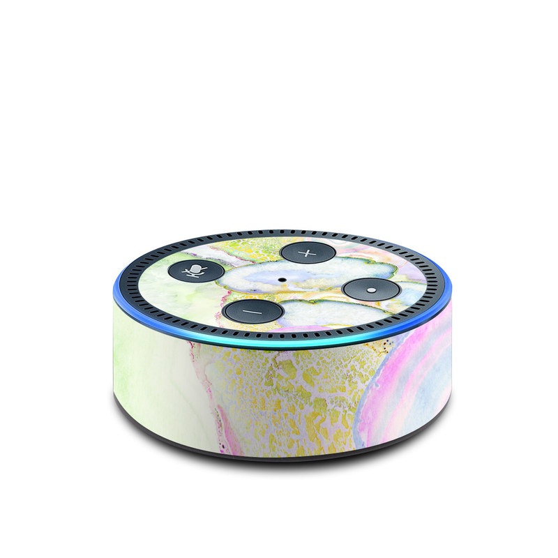 Amazon Echo Dot 2nd Gen Skin design of Watercolor paint, Illustration, Paint, Child art, Art, with blue, purple, green, yellow, pink colors