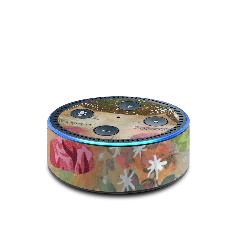 Amazon Echo Dot 2nd Gen Skin design of Painting, Pink, Illustration, Art, Child art, Watercolor paint, Drawing, Visual arts, Still life, with brown, pink, red, green, white, black, orange, gray colors