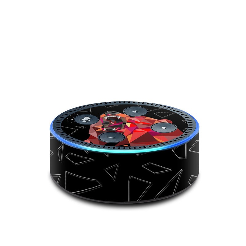 Amazon Echo Dot 2nd Gen Skin design of Graphic design, Triangle, Font, Illustration, Design, Art, Visual arts, Graphics, Pattern, Space, with black, red colors