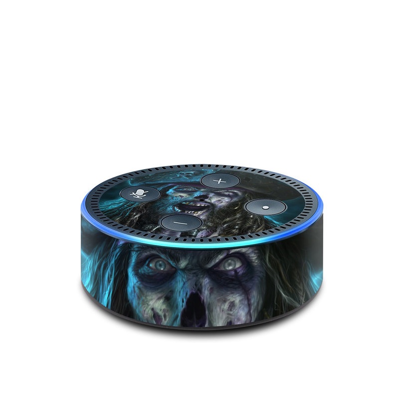 Amazon Echo Dot 2nd Gen Skin design of Darkness, Illustration, Art, Ghost, Fictional character, Beard, with black, white, blue, gray colors