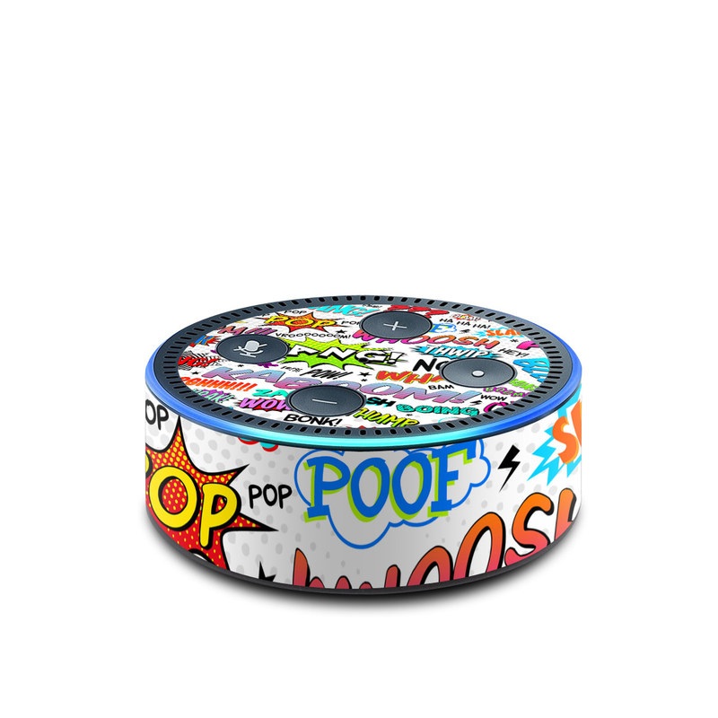 Amazon Echo Dot 2nd Gen Skin design of Text, Font, Line, Graphics, Art, Graphic design, with gray, white, red, blue, black colors