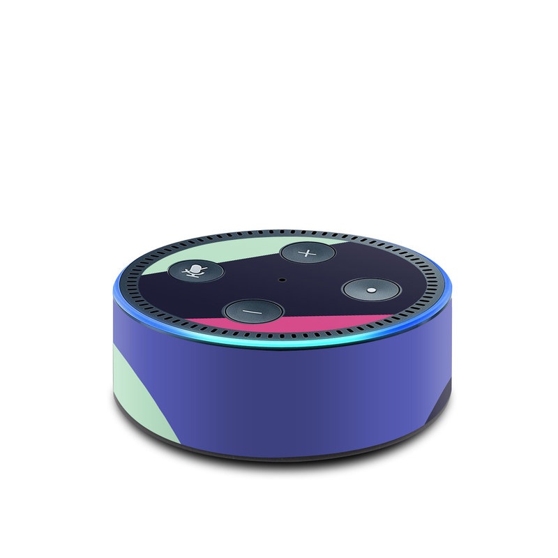 Amazon Echo Dot 2nd Gen Skin design of Purple, Violet, Line, Magenta, Graphic design, Triangle, Pattern, Design, Material property, Font, with black, blue, green, pink colors
