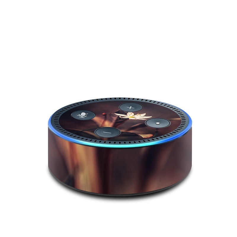 Amazon Echo Dot 2nd Gen Skin design of Flower, Yellow, Light, Plant, Sky, Still life photography, Wildflower, Petal, Darkness, Spring, with black, red colors