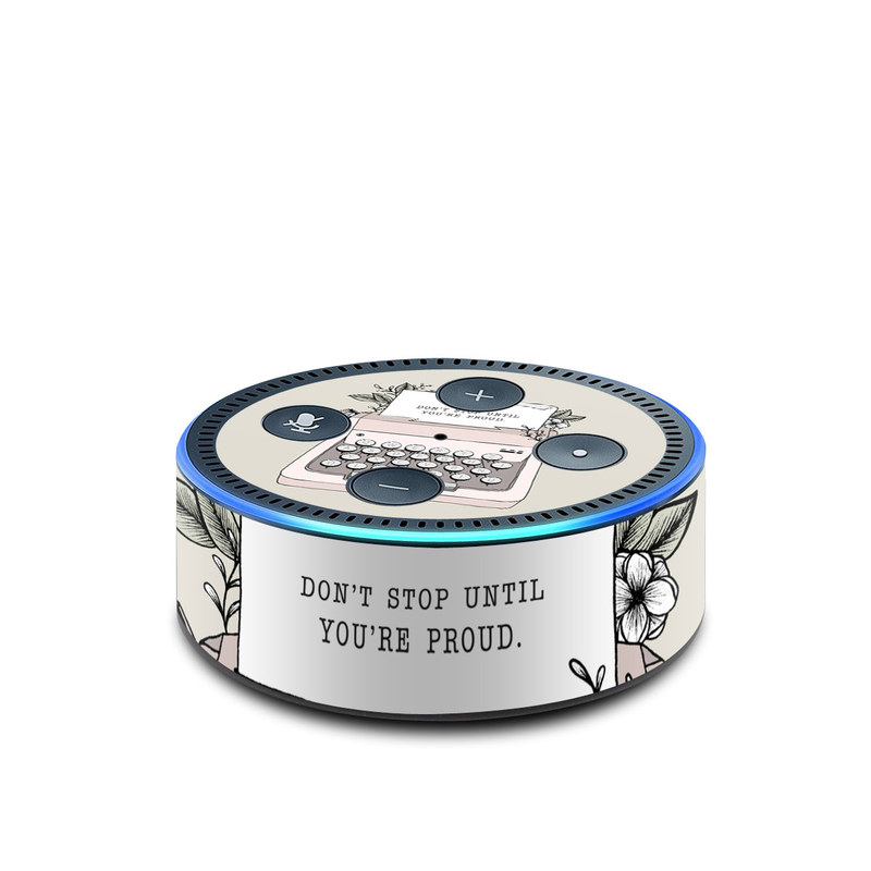 Amazon Echo Dot 2nd Gen Skin design of Typewriter, Office equipment, Space bar, Office supplies, Illustration, with black, white, pink colors