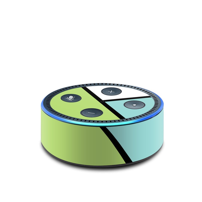 Amazon Echo Dot 2nd Gen Skin design of Green, Line, Blue, Triangle, Design, Parallel, Pattern, Graphic design, Slope, with white, black, green, blue colors
