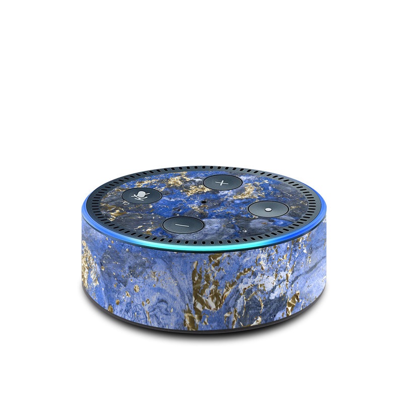 Amazon Echo Dot 2nd Gen Skin design of Blue, Water, Cobalt blue, Rock, Painting, Geology, Electric blue, Mineral, Pattern, Acrylic paint, with black, blue, yellow, white, gray colors