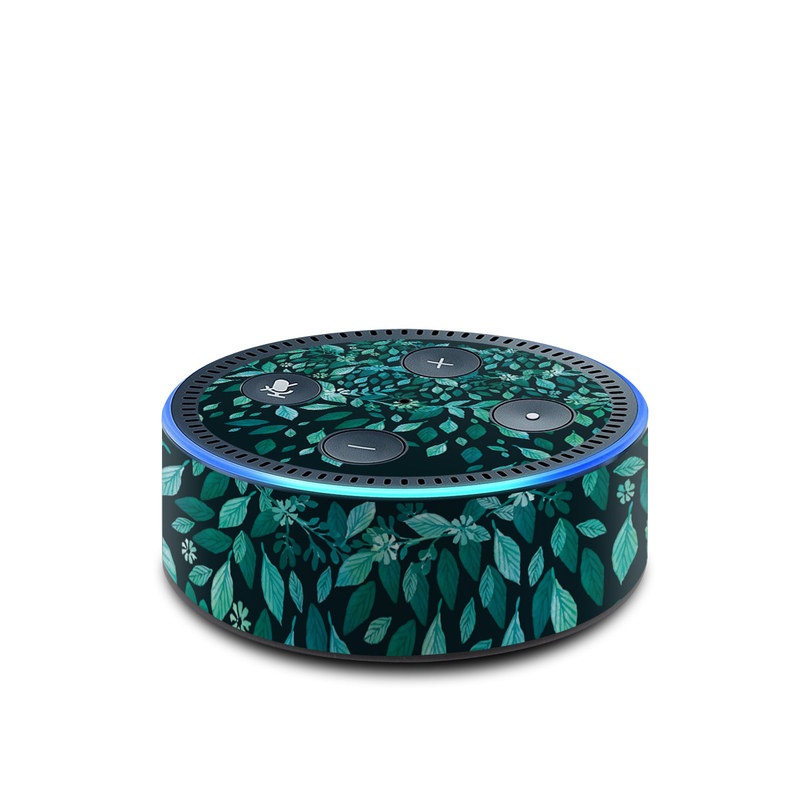 Amazon Echo Dot 2nd Gen Skin design of Green, Aqua, Organism, Turquoise, Natural environment, Teal, Marine biology, Water, Leaf, Plant, with black, green, white colors