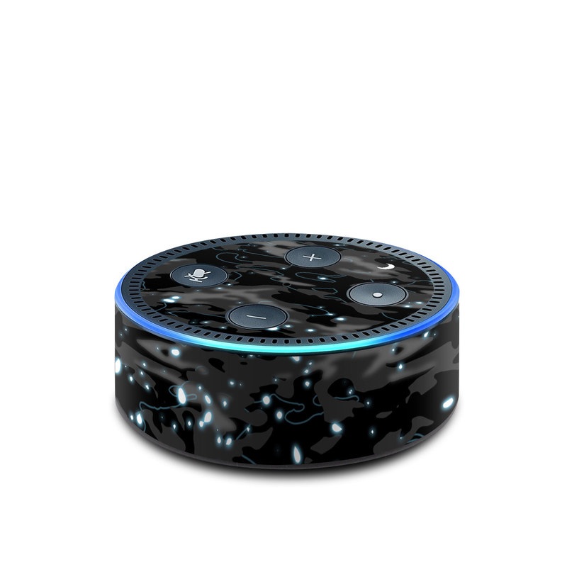 Amazon Echo Dot 2nd Gen Skin design of Black, Water, Space, Black-and-white, Granite, with blue, white, gray, blue colors