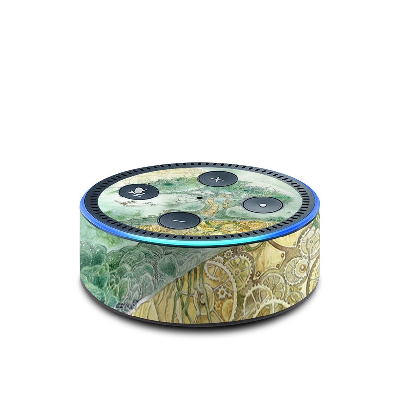 Amazon Echo Dot 2nd Gen Skin design of Illustration, Organism, Art, World, Fictional character, with green, yellow, brown colors