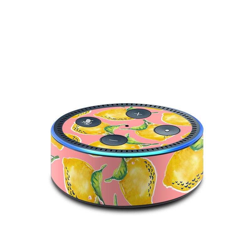 Amazon Echo Dot 2nd Gen Skin design of Yellow, Plant, with yellow, green, pink colors