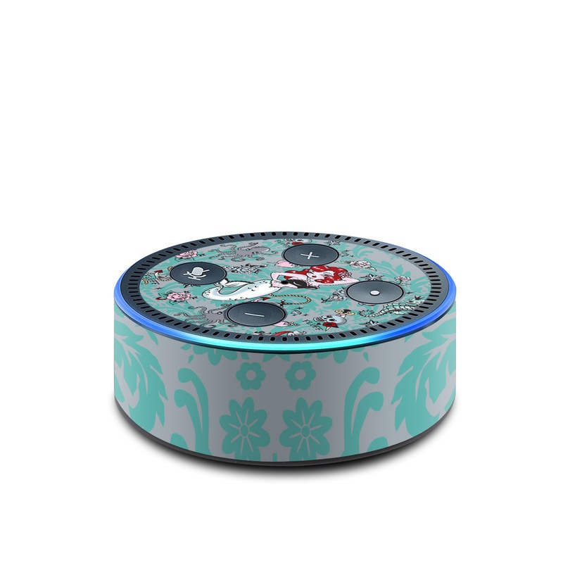 Amazon Echo Dot 2nd Gen Skin design of Mermaid, Illustration, Fictional character, Organism, Art, Pattern, Style, with gray, blue, black, red, white, pink colors