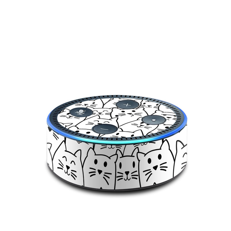 Amazon Echo Dot 2nd Gen Skin design of White, Line art, Text, Black, Pattern, Black-and-white, Line, Design, Font, Organism, with white, black colors