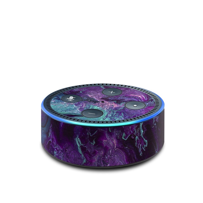 Amazon Echo Dot 2nd Gen Skin design of Blue, Purple, Violet, Water, Turquoise, Aqua, Pink, Magenta, Teal, Electric blue with blue, purple, black colors