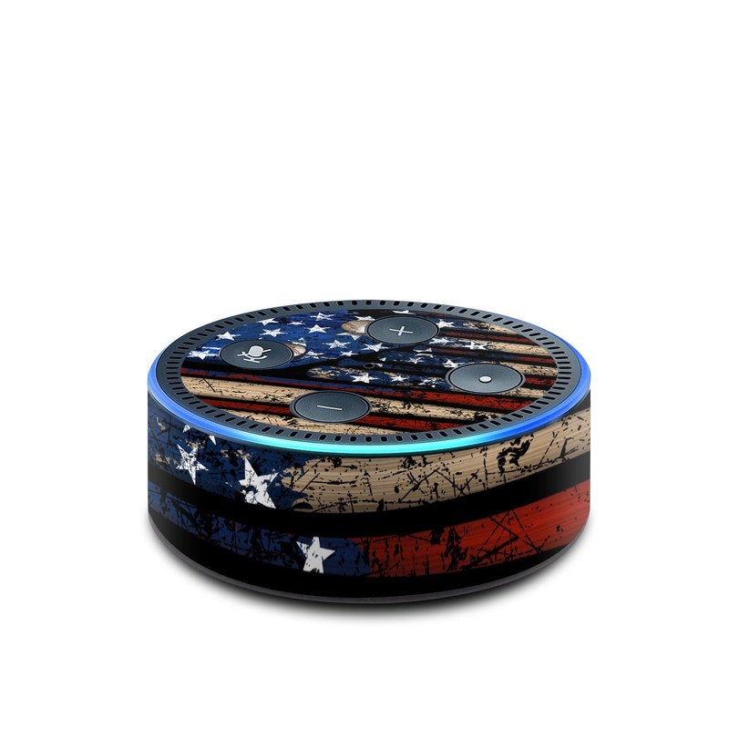 Amazon Echo Dot 2nd Gen Skin design of Baseball bat, Baseball equipment, with black, red, gray, green, blue colors