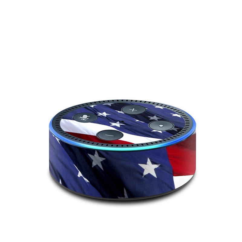 Amazon Echo Dot 2nd Gen Skin design of Flag, Flag of the united states, Flag Day (USA), Veterans day, Memorial day, Holiday, Independence day, Event, with red, blue, white colors