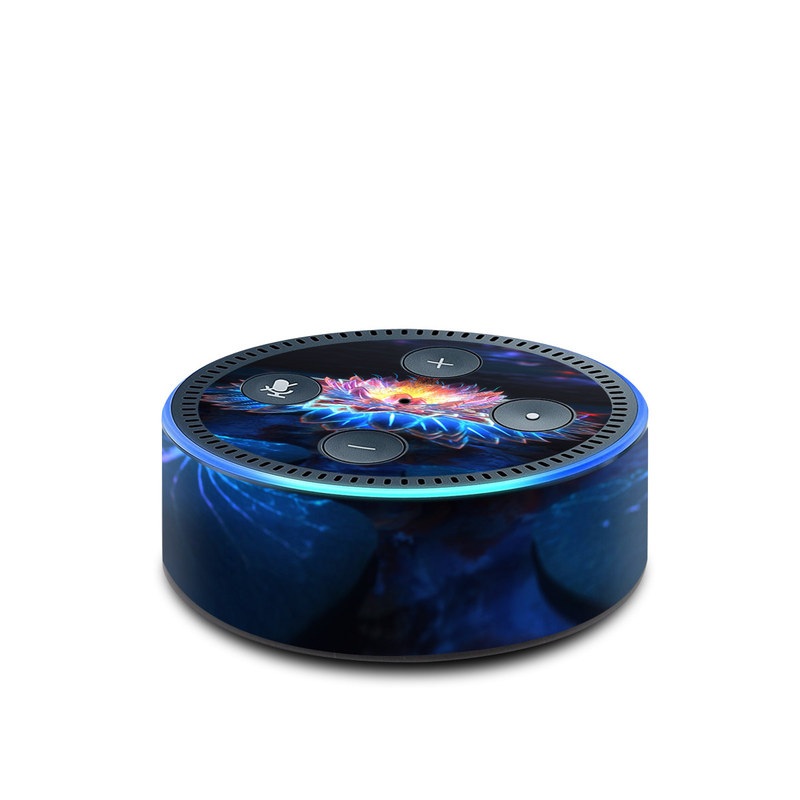 Amazon Echo Dot 2nd Gen Skin design of Water, Light, Fractal art, Organism, Electric blue, Aquatic plant, Darkness, Plant, Art, Space, with black, blue, gray colors