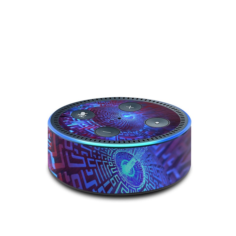 Amazon Echo Dot 2nd Gen Skin design of Blue, Light, Fractal art, Electric blue, Purple, Water, Psychedelic art, Organism, Art, Spiral, with black, blue colors