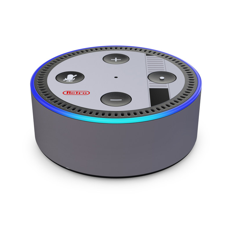 Amazon Echo Dot 2nd Gen Skin design of Text, Font, Red, Product, Logo, Brand, Material property, Graphics, Rectangle, with gray, black, red colors