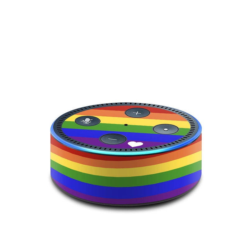 Amazon Echo Dot 2nd Gen Skin design of Yellow, Colorfulness, Line, Magenta, Tints and shades, with white, blue, purple, green, yellow, orange, red colors