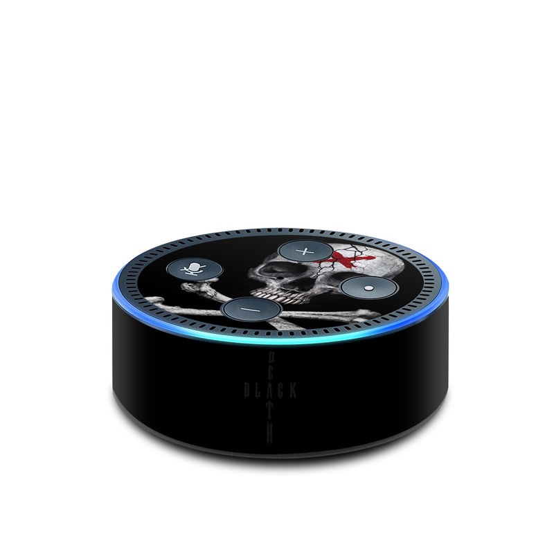 Amazon Echo Dot 2nd Gen Skin design of Bone, Skull, Skeleton, Jaw, Illustration, Animation, Fictional character, Still life photography, with black, white, gray colors