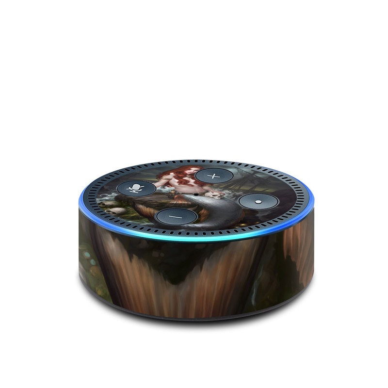 Amazon Echo Dot 2nd Gen Skin design of Mermaid, Cg artwork, Illustration, Fictional character, Mythology, Mythical creature, Art, Long hair, Woman warrior, Sitting, with black, brown, red, yellow, white, gray colors