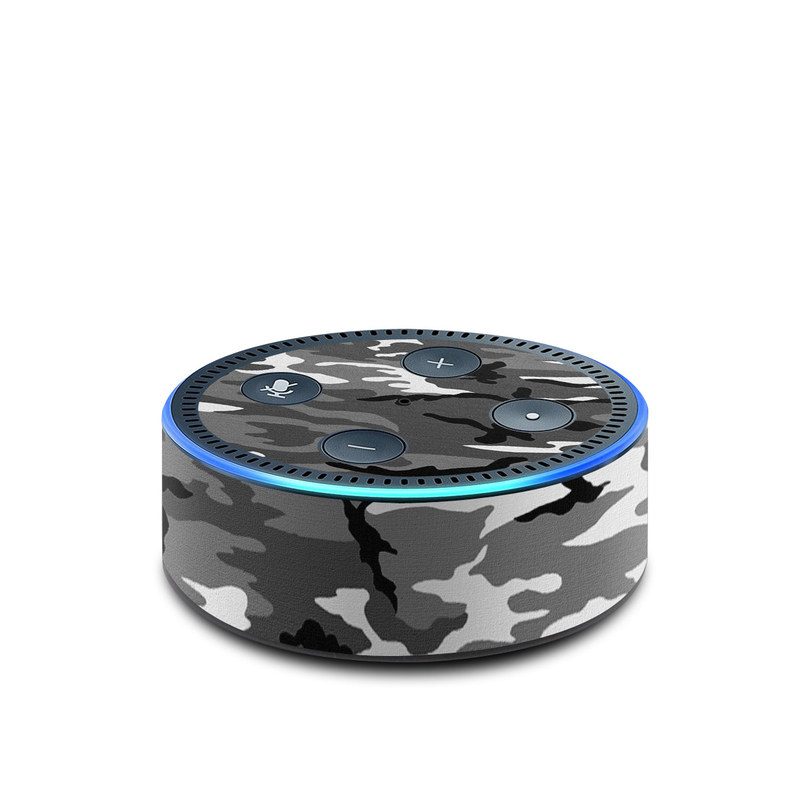 Amazon Echo Dot 2nd Gen Skin design of Military camouflage, Pattern, Clothing, Camouflage, Uniform, Design, Textile, with black, gray colors