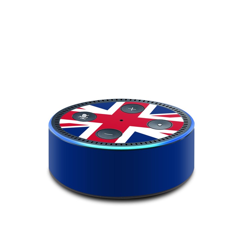Amazon Echo Dot 2nd Gen Skin design of Flag, Red, Line, Electric blue, Design, Font, Pattern, Parallel, Flag Day (USA), with red, white, blue colors